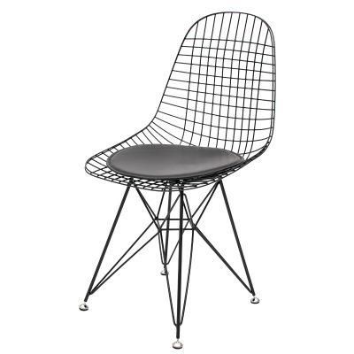 Cheap Nordica Sillas Eiffel Powder Coated Replica Black Metal Wire Outdoor Modern Cafe Dining Chairs with Cushion