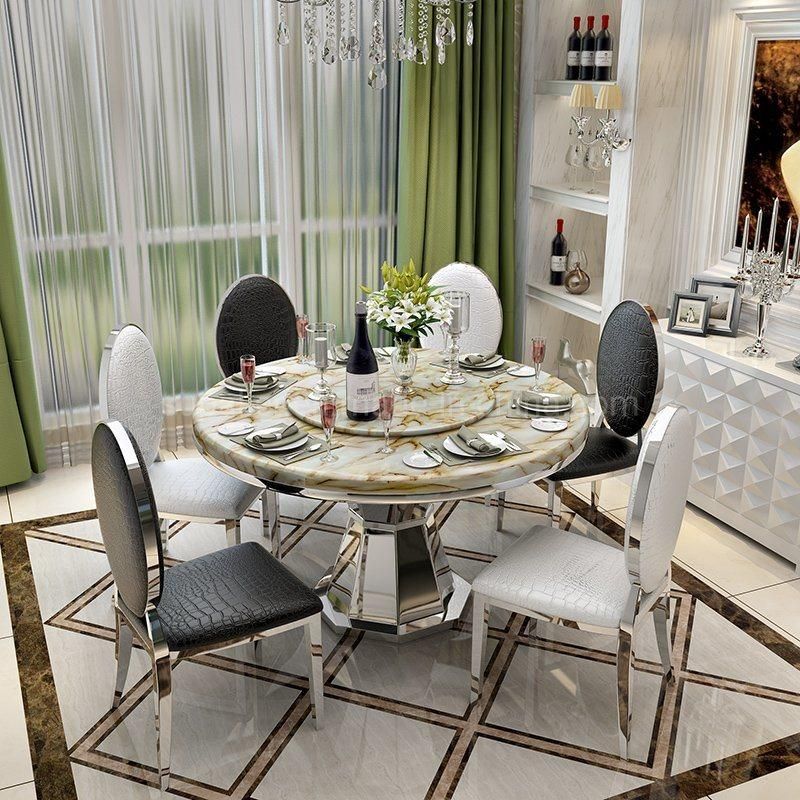 Hot Sells Dining Room Furniture Combination Golden Round Table