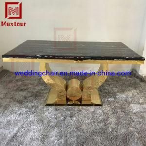 2019 Golden Furniture Stainless Steel Frame Marble Top Dining Table