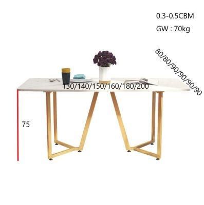 Nordic Light Luxury Iron Marble Dining Table Household Small Apartment for 4 People Hotel Dining Table
