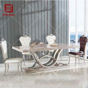 Modern Stainless Steel Dining Room Set Marble Dining Table for Wedding Party