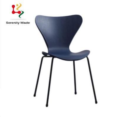 Factory Wholesale Stackable Furniture Restaurant Cafe Use Metal Legs Plastic Armless Dining Chair