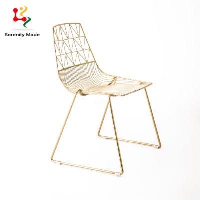 Wholesale Event Outdoor Furniture Stainless Steel Gold Wire Metal Dining Chair Stacking