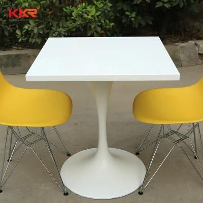 Restaurant Furniture Solid Surface Stone Glossy 4 Seater Dining Tables with PP Chairs