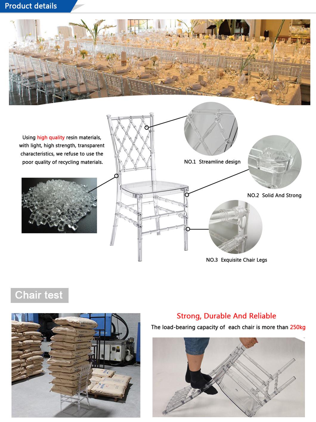 Transparent Stackable Acrylic Plastic Cross Back Chiavari Chair