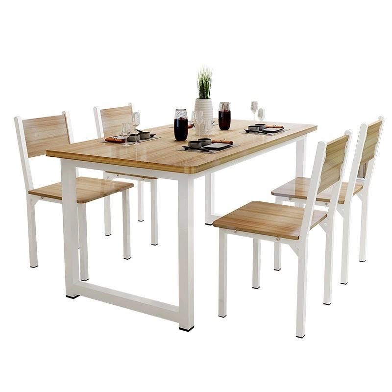 Dining Room Furniture Wooden Top Metal Frame Dining Kitchen Table