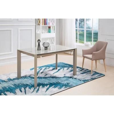 White Tempered Glass Modern Dining Table Factory Home Furniture