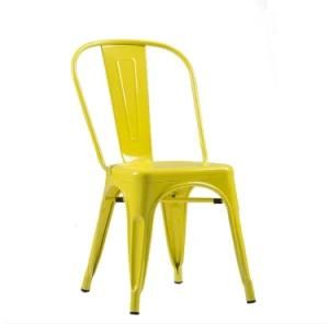Contemporary Outdoor Furniture Steel Pink Colorful Matte Metal Outdoor Dining Chair