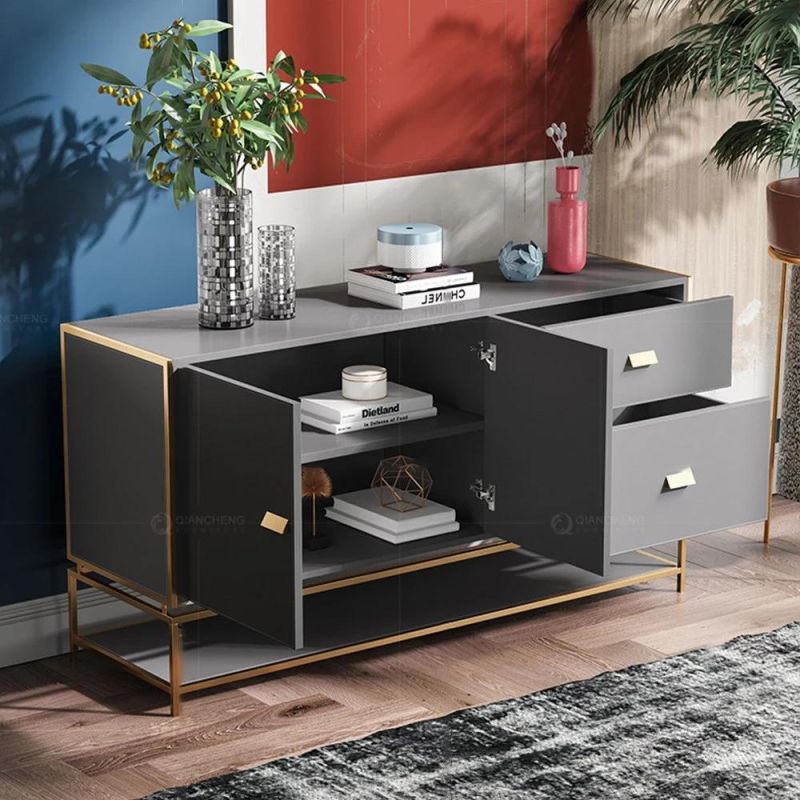 Living Room Sets Luxury Metal Console Table with Cabinet
