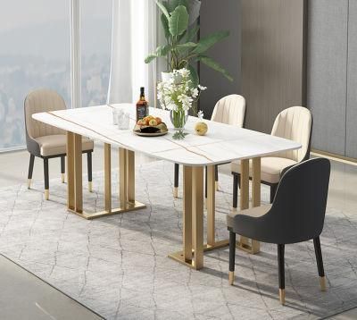 Sintered Stone Hot Sale Metal Leg Dining Table and Chairs