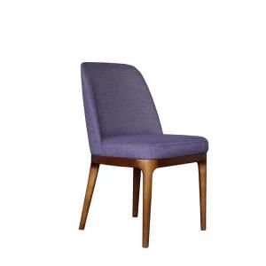 Walnut Wooden Leg Dining Side Chair with Fabric Upholstery