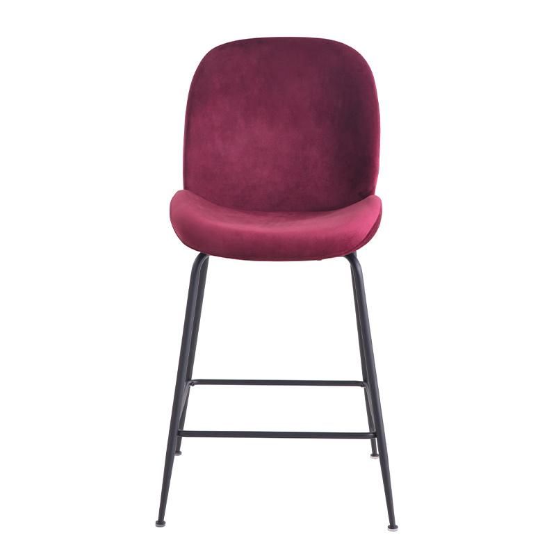 Modern Gold Metal Iron Legs Pink Velvet Covers Bar Chair