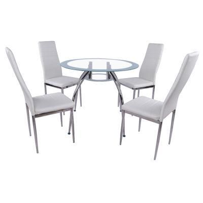 Wholesale Dining Room Furniture Tempered Glass Coffee Table Set with High Back Customized Color PVC Chair