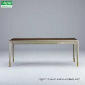 Modern Microfiber Leather Dining Table with Metal Legs (T9179)