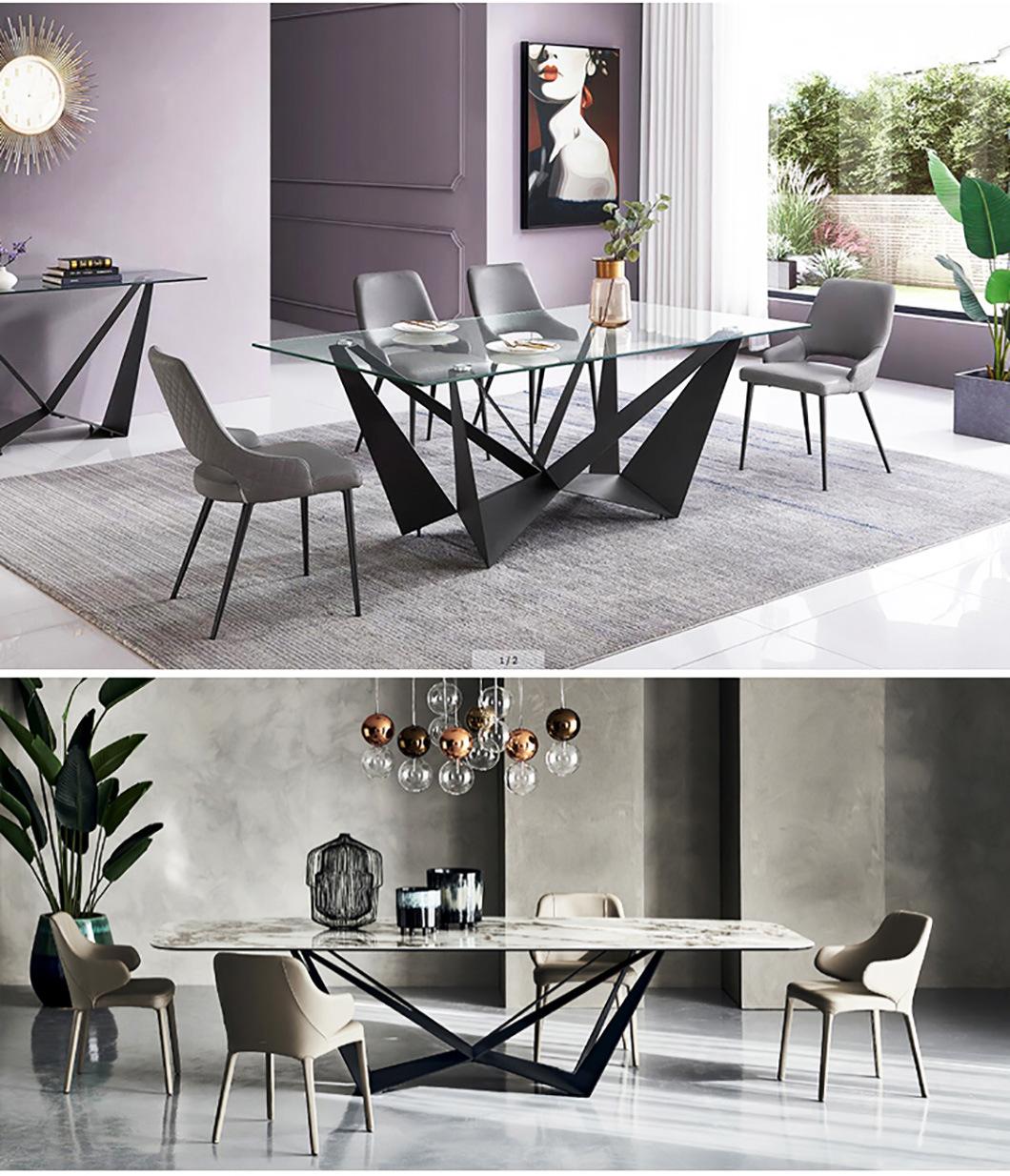 Best Quality Control Powder Coating Glass Dining Room Table Nordic Luxury