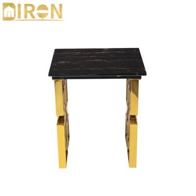 Popular Modern Dining Restaurant Table Luxury Polished Stainless Steel Gold Base Dining Table