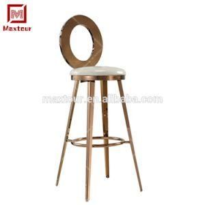 Ring Back Gold Stainless Steel PU Leather High Bar Stool Chair Modern