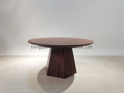 Walnut Solid Wooden Round Table with Live Edge for Dining Table