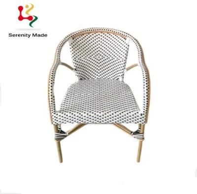 New Design Outdoor Bistro Restaurant Cafe Coffee Shop Furniture Aluminum Frame Rattan Dining Chair