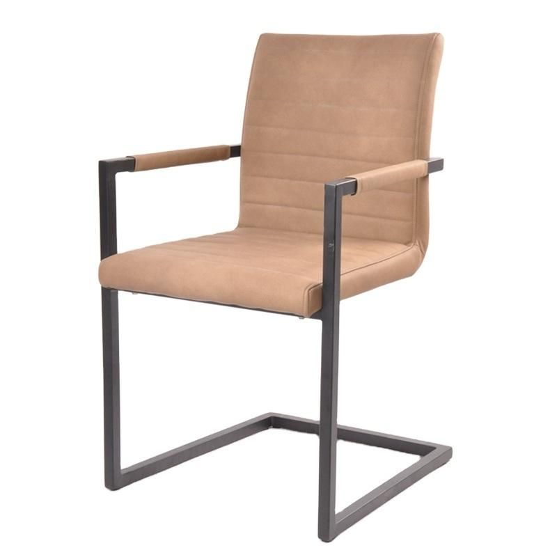 Modern Design Nordic Style Arm Fabric Restaurant Metal Leg Simple Dining Chair