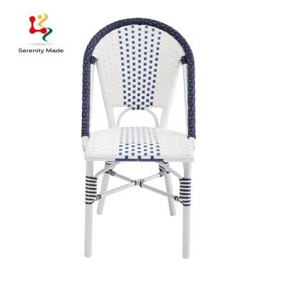 Restaurant Outdoor Furniture PE Rattan Aluminum Frame Stackable Dining Chair