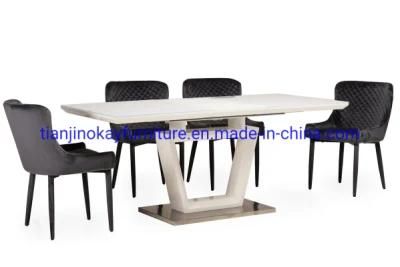 Okay Hot Selling Dining Table Set Modern Dining Room Furniture Tables and Chairs with Extendable Size