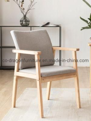 Modern Indoor Furniture Wooden Fabric High Back Leisure Dining Chair