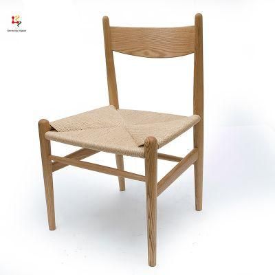 Modern Hotel Wooden Frame Dining Chair with Woven Seat