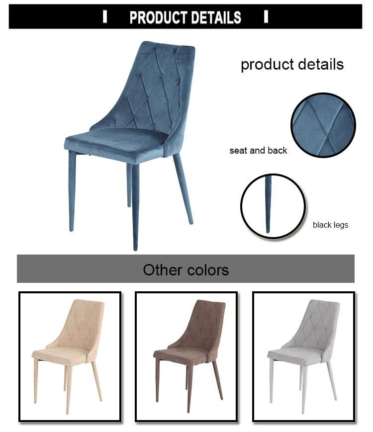 Modern Design of New Design Hot Sale Velvet Dining Chair with Painting Legs