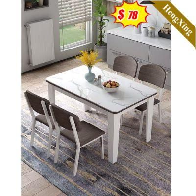 Super Simple Home Table Marble Top Modern Dining Furniture Wood Metal Dining Table Set