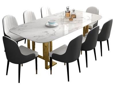 Nordic Modern Minimalist Style Solid Wood Marble Rectangular Dining Table Combination Small Apartment Home