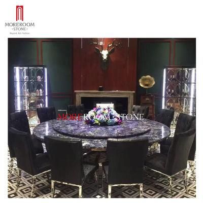 House Luxury Palace Gemstone Azul Bahia Blue Granite Large Dining Room Table