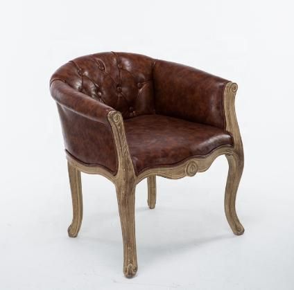 Wood Dining Room Leather Armchair Table Vintage Design Armrest Chair