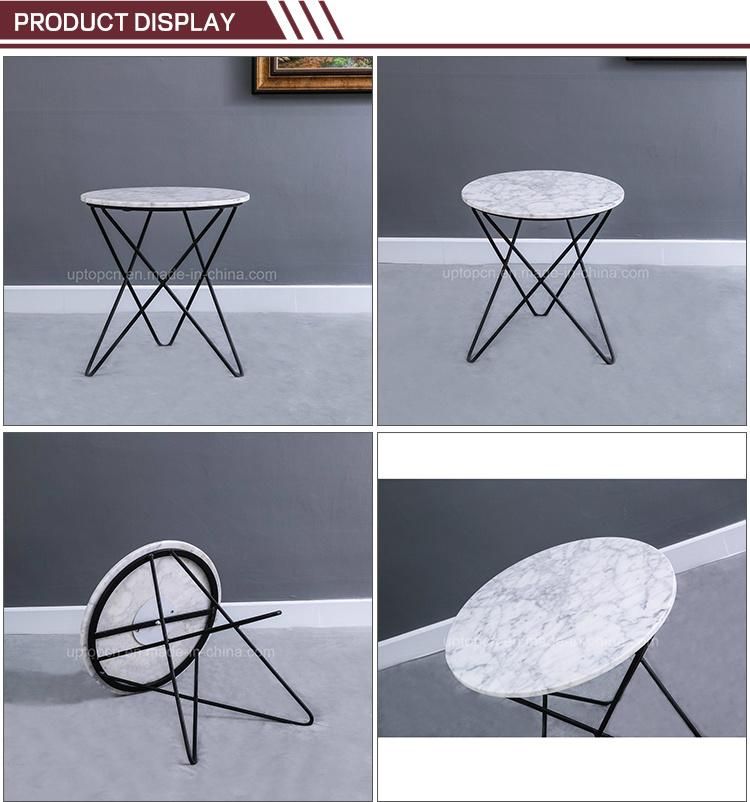 Hotel Used Marble Coffee Side Table with Metal Wire Leg (SP-GT210)