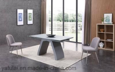 Factory Furniture 10mm Tempered Glass Top with Metal Leg Dinng Table