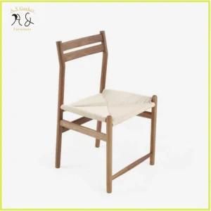 Vintage Stylish High Quality Natural Rattan Rope Solid Wooden Dining Chair Restaurant Chair