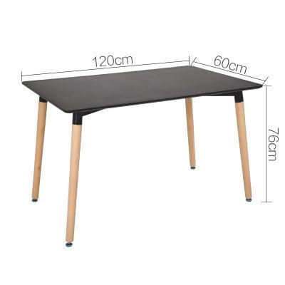 Custom Modern Furniture Rectangle Wood Leg White Black Dining Table