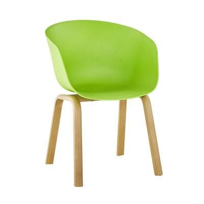 China Wholesale Nordic Round Chair with Armrest Green Modern Plastic Transfer Leg Dining Chair