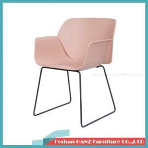Pink Plastic Chrome Metal Leg Dining Restaurant Dining Furniture Chair