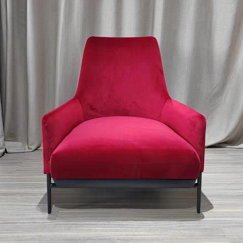 Modern Fashion Red Velvet Arm Chair Unique Lounge Sofa Chair