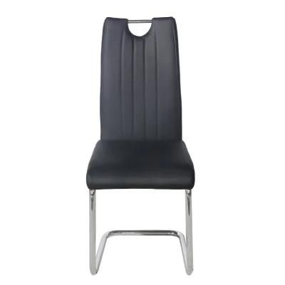 Wholesale Modern Home Dinner Furmiture Metal Legs PU Leather Bow Shape Dining Chair