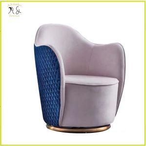 Swivel Chair Designed Lounge Hotel Leather Armchair Velvet Fabric Luxury Single Sofa Chair