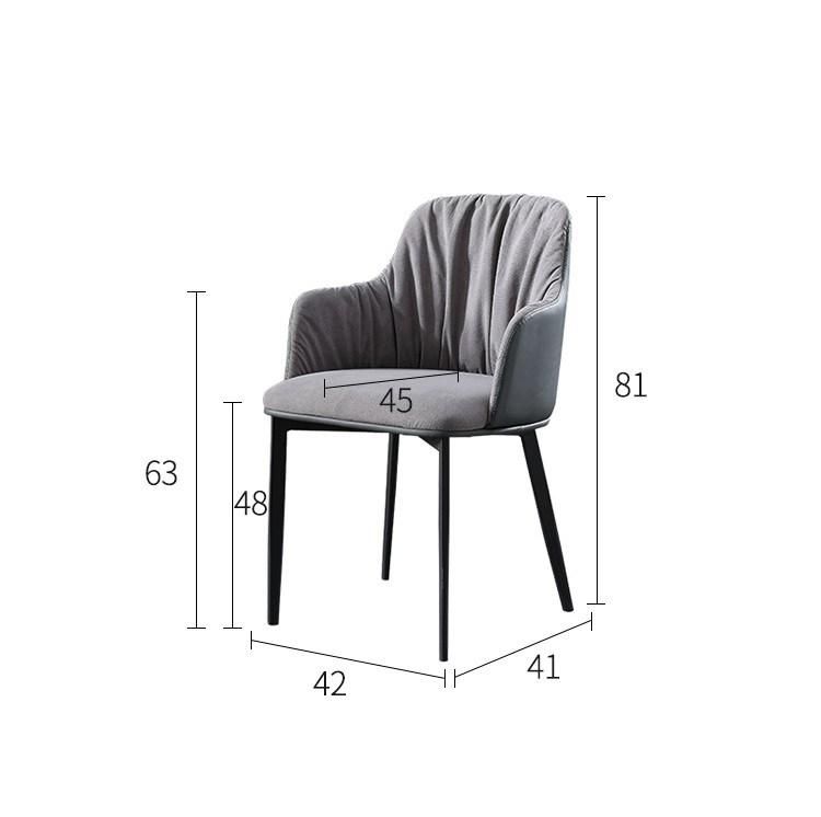 Modern Leather Fabric Furniture Dining Chair with Black Metal Legs