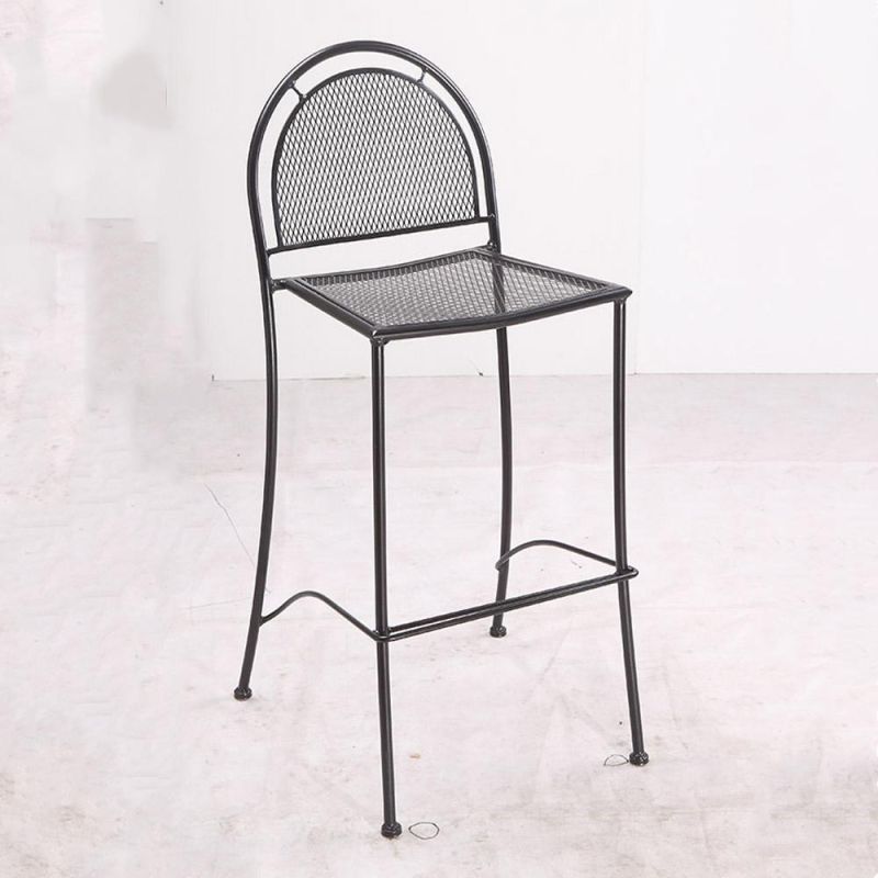Black Galvanized Restaurant Dining Room Grilled Outdoor Steel Mesh Chair
