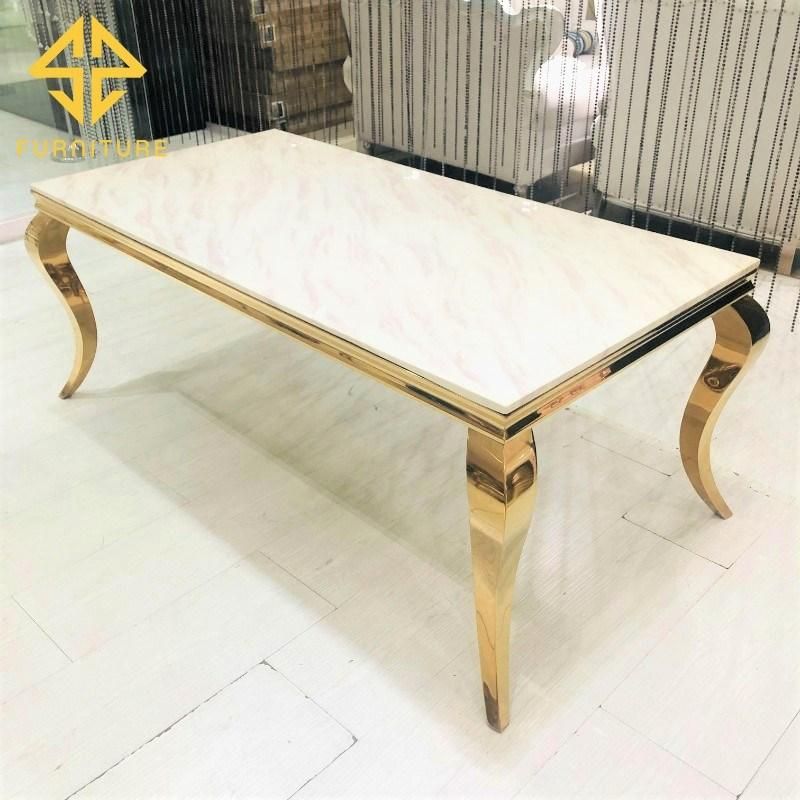 Wholesale Price Modern Style Round Golden Stainless Steel Dining Table