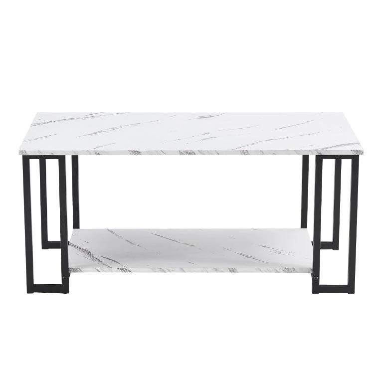 Hot Selling Fashion Style Rectangular Artificial Marble Top and Metal Stainless Steel Pedestal Dining Table Set