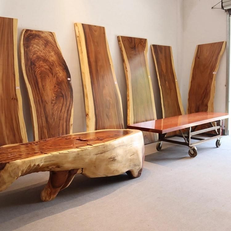 Industrial Furniture Modern Live Edge Slab Solid Walnut Wood Restaurant Dining Table