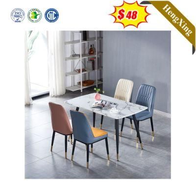 Luxury Blue Leather Chair Hotel Dining Table and Chairs Furniture Set