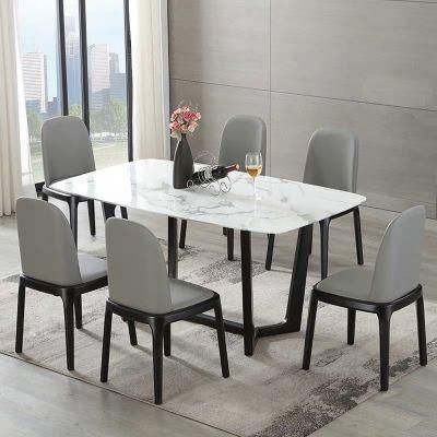 Modern Style European Home Furniture Stainless Steel Dining Table and Chair Set