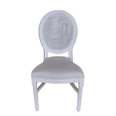 Stackable Stacking Renting Wedding Rattan Back White Louis Chair